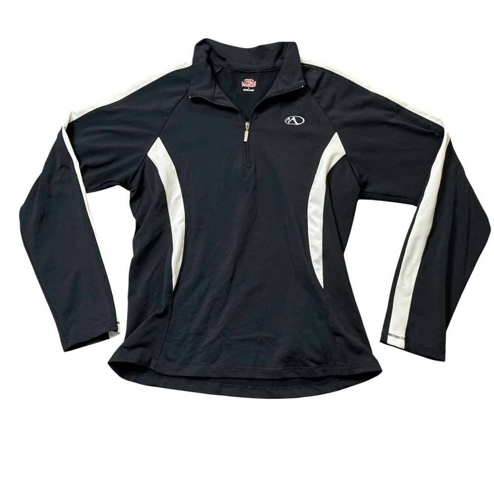 Marker Large Long‎ Sleeve 1/4 Zip Pullover Top Polartec Black White